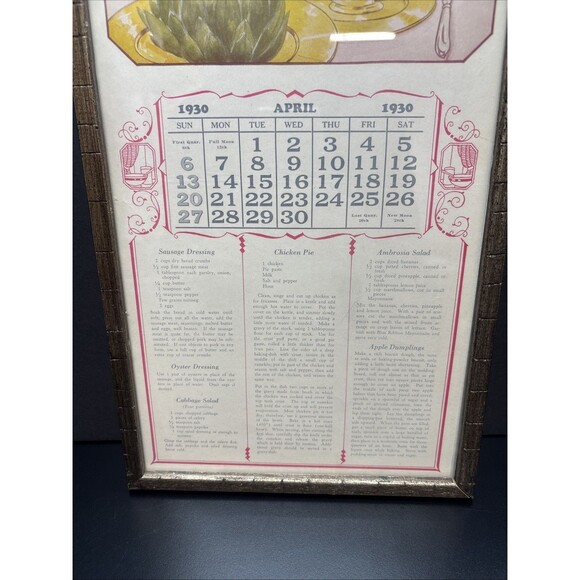 1930 Piggly Wiggly Calendar April Framed - Picture 3 of 7